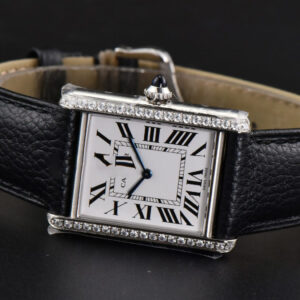 Tank Must Large 33.7×25.5mm Diamond K11F White Dial Black Litchi Grained Strap Quartz - Image 19
