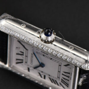Tank Must Large 33.7×25.5mm Diamond K11F White Dial Black Litchi Grained Strap Quartz - Image 20