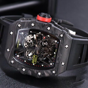 RM035-02 KVF Skeleton Dial Red on Black Rubber Strap MIYOTA8215 V3 - Image 4