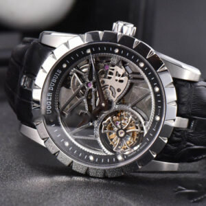 Excalibur SS JBF 45MM Black Crown Skeleton Dial Black Croc Leather Strap A2136 Tourbillon - Image 5
