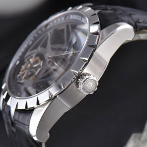 Excalibur SS JBF 45MM Black Crown Skeleton Dial Black Croc Leather Strap A2136 Tourbillon - Image 6