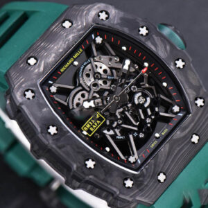 RM035-02 KVF Skeleton Dial Green on Green Rubber Strap MIYOTA8215 V3 - Image 4