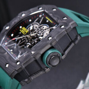 RM035-02 KVF Skeleton Dial Green on Green Rubber Strap MIYOTA8215 V3 - Image 5