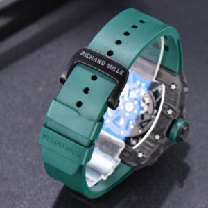 RM035-02 KVF Skeleton Dial Green on Green Rubber Strap MIYOTA8215 V3 - Image 7