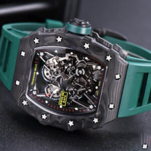 RM035-02 KVF Skeleton Dial Green on Green Rubber Strap MIYOTA8215 V3 - Image 16