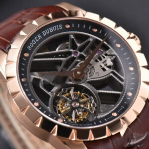 Excalibur RG JBF 45MM Black Crown Skeleton Dial Brown Croc Leather Strap A2136 Tourbillon - Image 4