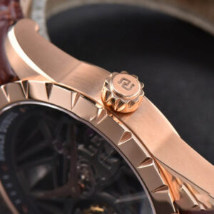 Excalibur RG JBF 45MM Black Crown Skeleton Dial Brown Croc Leather Strap A2136 Tourbillon - Image 5
