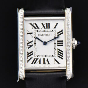 Tank Must Large 33.7×25.5mm Diamond K11F White Dial Brushed Calf Strap Quartz