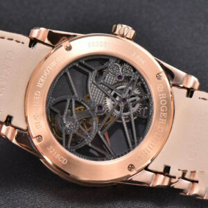 Excalibur RG JBF 45MM Black Crown Skeleton Dial Brown Croc Leather Strap A2136 Tourbillon - Image 11