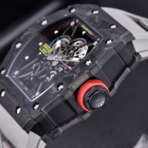 RM035-02 KVF Skeleton Dial Red on Gray Rubber Strap MIYOTA8215 V3 - Image 4