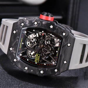 RM035-02 KVF Skeleton Dial Red on Gray Rubber Strap MIYOTA8215 V3 - Image 8