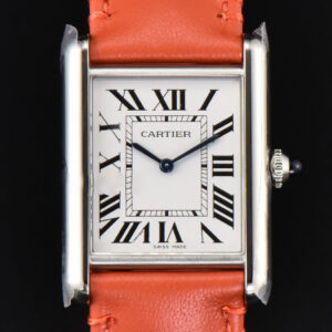Tank Must Large 33.7×25.5mm K11F White Dial Orange Smooth Calf Strap Quartz