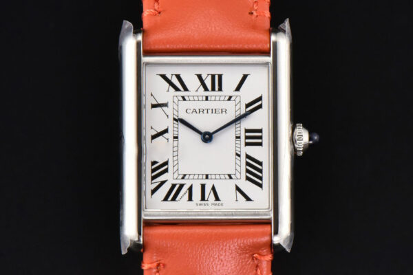 Tank Must Large 33.7×25.5mm K11F White Dial Orange Smooth Calf Strap Quartz