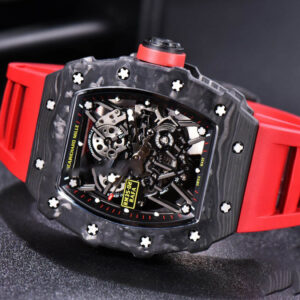RM035-02 KVF Skeleton Dial Red on Red Rubber Strap MIYOTA8215 V3 - Image 4