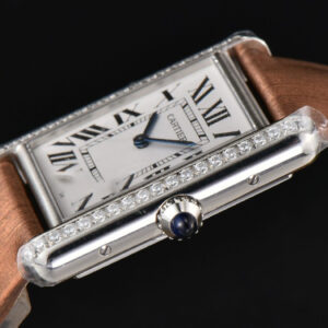 Tank Must Large 33.7×25.5mm Diamond K11F White Dial Brown Smooth Calf Strap Quartz - Image 17