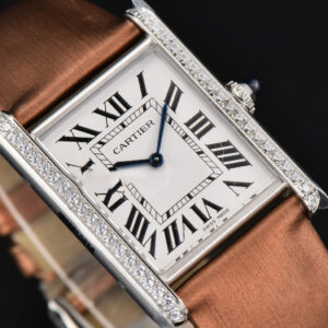 Tank Must Large 33.7×25.5mm Diamond K11F White Dial Brown Smooth Calf Strap Quartz - Image 18