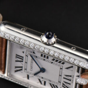 Tank Must Large 33.7×25.5mm Diamond K11F White Dial Brown Smooth Calf Strap Quartz - Image 20