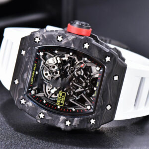 RM035-02 KVF Skeleton Dial Red on White Rubber Strap MIYOTA8215 V3 - Image 7