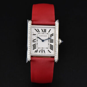 Tank Must Large 33.7×25.5mm Diamond K11F White Dial Red Smooth Calf Strap Quartz - Image 11