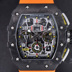 RM011 NTPT Chrono KVF Skeleton Dial on Orange Rubber Strap A7750 V2
