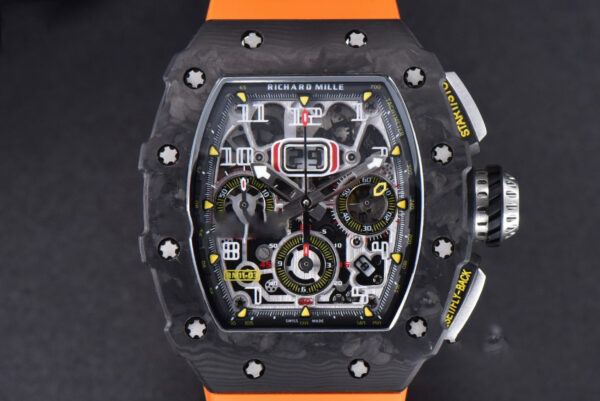 RM011 NTPT Chrono KVF Skeleton Dial on Orange Rubber Strap A7750 V2