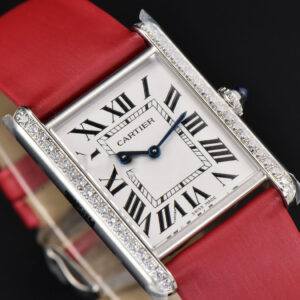 Tank Must Large 33.7×25.5mm Diamond K11F White Dial Red Smooth Calf Strap Quartz - Image 18