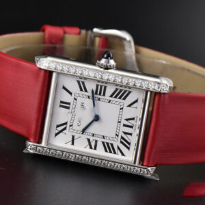 Tank Must Large 33.7×25.5mm Diamond K11F White Dial Red Smooth Calf Strap Quartz - Image 19