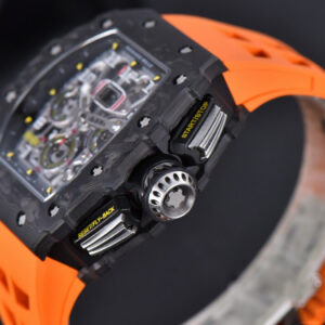 RM011 NTPT Chrono KVF Skeleton Dial on Orange Rubber Strap A7750 V2 - Image 5