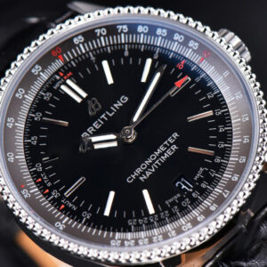 Navitimer TF 38MM SS Black Dial Gray Bezel Black Leather Strap A2824 - Image 7