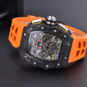 RM011 NTPT Chrono KVF Skeleton Dial on Orange Rubber Strap A7750 V2 - Image 8