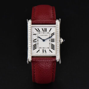Tank Must Large 33.7×25.5mm Diamond K11F White Dial Red Litchi Grained Strap Quartz - Image 11