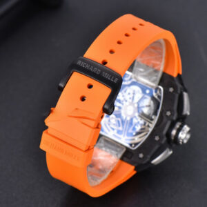 RM011 NTPT Chrono KVF Skeleton Dial on Orange Rubber Strap A7750 V2 - Image 9