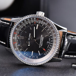 Navitimer TF 38MM SS Black Dial Gray Bezel Black Leather Strap A2824 - Image 10