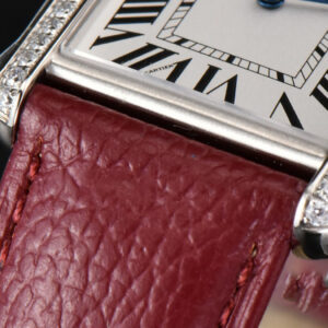 Tank Must Large 33.7×25.5mm Diamond K11F White Dial Red Litchi Grained Strap Quartz - Image 16