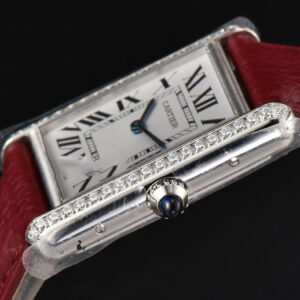 Tank Must Large 33.7×25.5mm Diamond K11F White Dial Red Litchi Grained Strap Quartz - Image 17