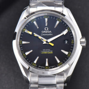 Aqua Terra 150M VSF 41MM Black Textured Dial Bumble Bee SS Bracelet A8500