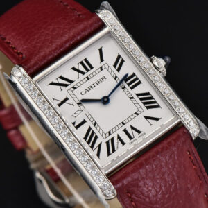 Tank Must Large 33.7×25.5mm Diamond K11F White Dial Red Litchi Grained Strap Quartz - Image 18