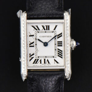 Tank Must Small 29.5×22mm Diamond K11F White Dial Litchi Grained Smooth Strap Quartz