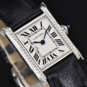 Tank Must Small 29.5×22mm Diamond K11F White Dial Litchi Grained Smooth Strap Quartz - Image 15