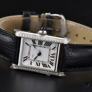Tank Must Small 29.5×22mm Diamond K11F White Dial Litchi Grained Smooth Strap Quartz - Image 17