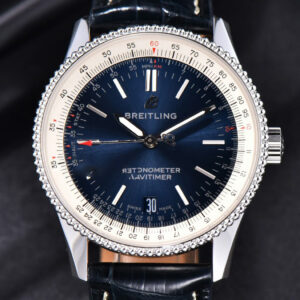 Navitimer TF 38MM SS Blue Dial White Bezel Blue Leather Strap A2824