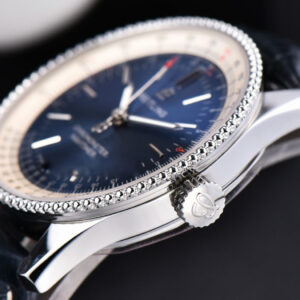 Navitimer TF 38MM SS Blue Dial White Bezel Blue Leather Strap A2824 - Image 7