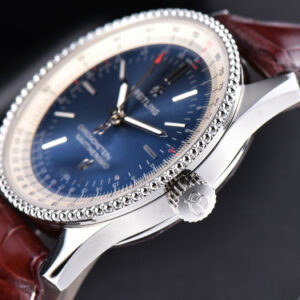Navitimer TF 38MM SS Blue Dial White Bezel Brown Leather Strap A2824 - Image 6