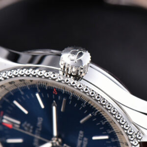 Navitimer TF 38MM SS Blue Dial White Bezel Brown Leather Strap A2824 - Image 8