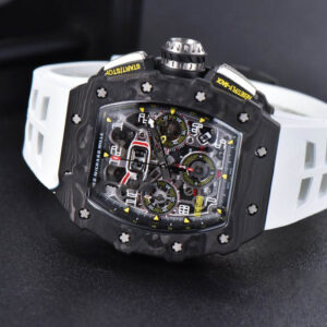 RM011 NTPT Chrono KVF Skeleton Dial on White Rubber Strap A7750 V2 - Image 4