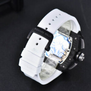 RM011 NTPT Chrono KVF Skeleton Dial on White Rubber Strap A7750 V2 - Image 5