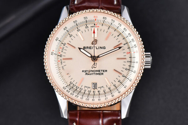Navitimer TF 38MM RG White Dial White Bezel Brown Leather Strap A2824