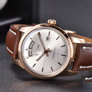 Transocean Day & Date V7F 43MM RG Silver Dial Brown Leather Strap Clone CA145 - Image 20