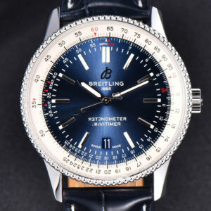 Navitimer TF 41MM SS Blue Dial White Bezel Blue Leather Strap A2824