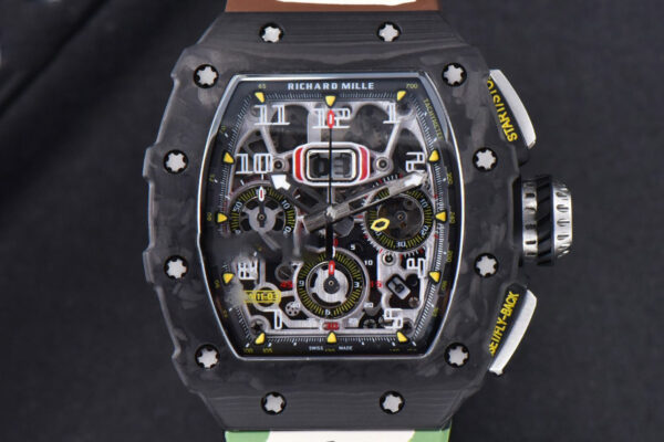 RM011 NTPT Chrono KVF Skeleton Dial on Green Camo Rubber Strap A7750 V2